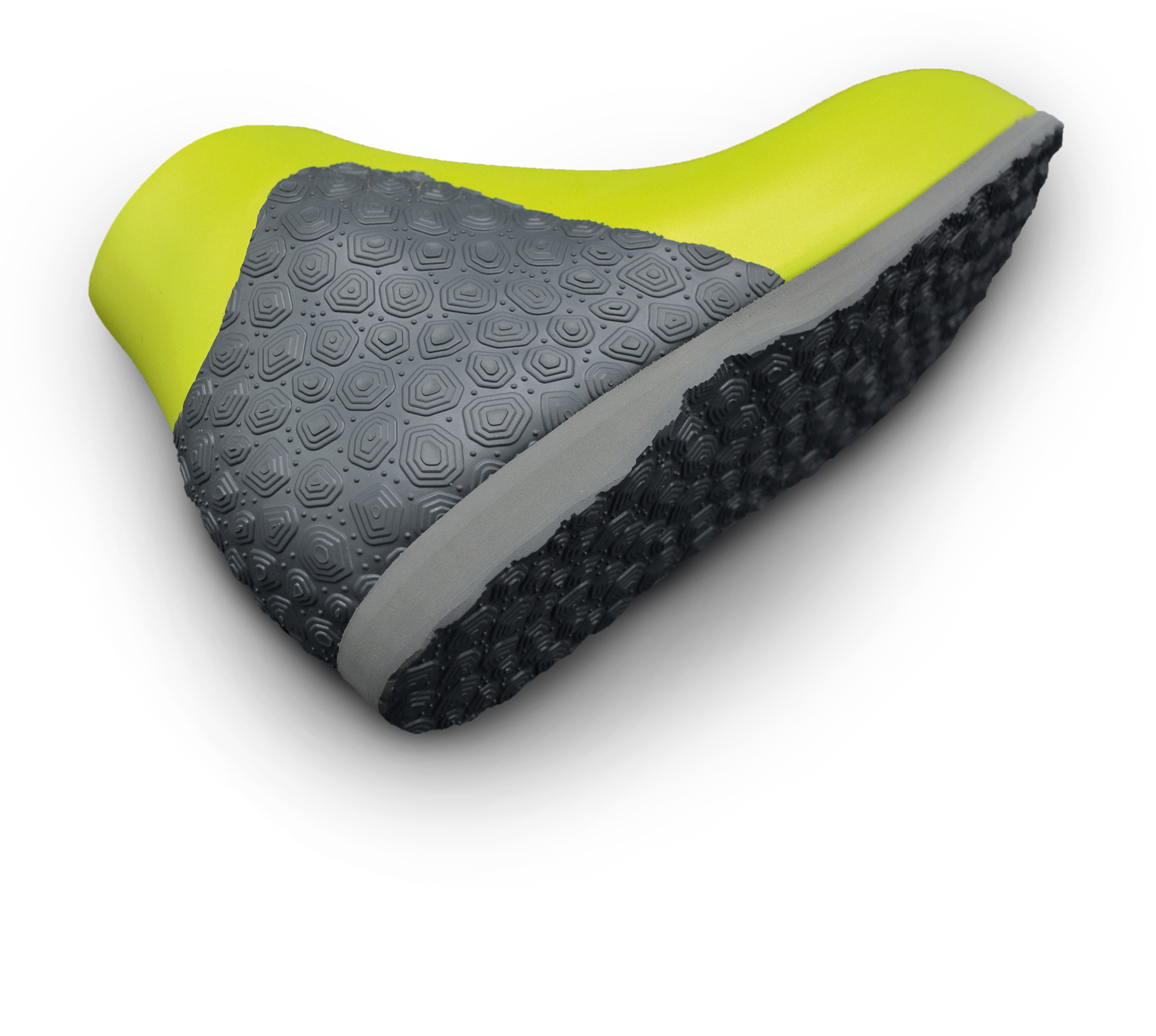 Badeschuh aus nora Lunasoft SL in lemon mit Sohle und Kappen aus Astro Profil Geo