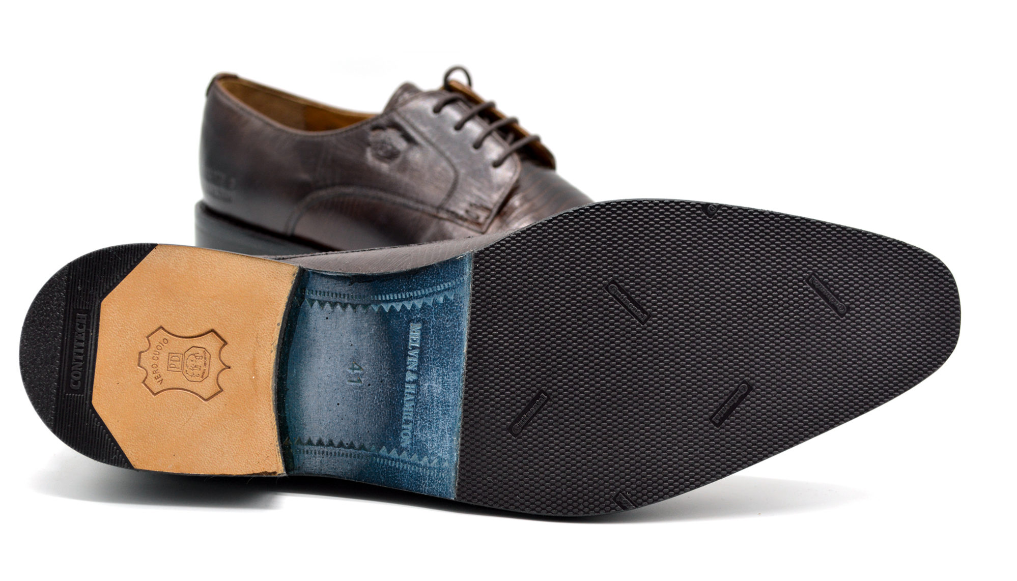 Herrenschuh besohlt mit nora Classic Absatz und Contilit Schonsohle