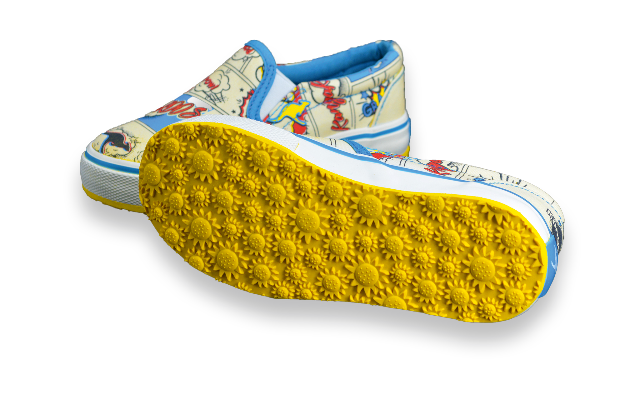 Kinderschuhe mit gelber Schuhsohle - Sonnenblumen-Profil